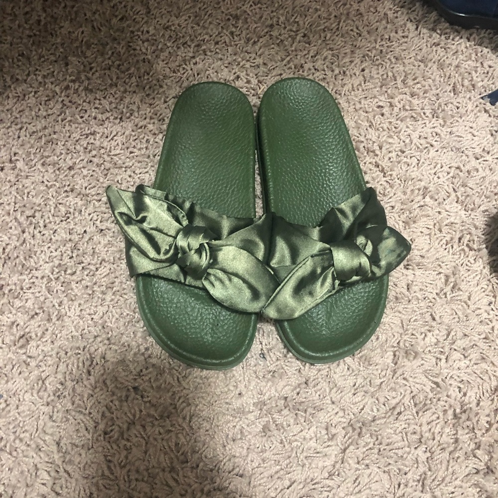Olive green slides